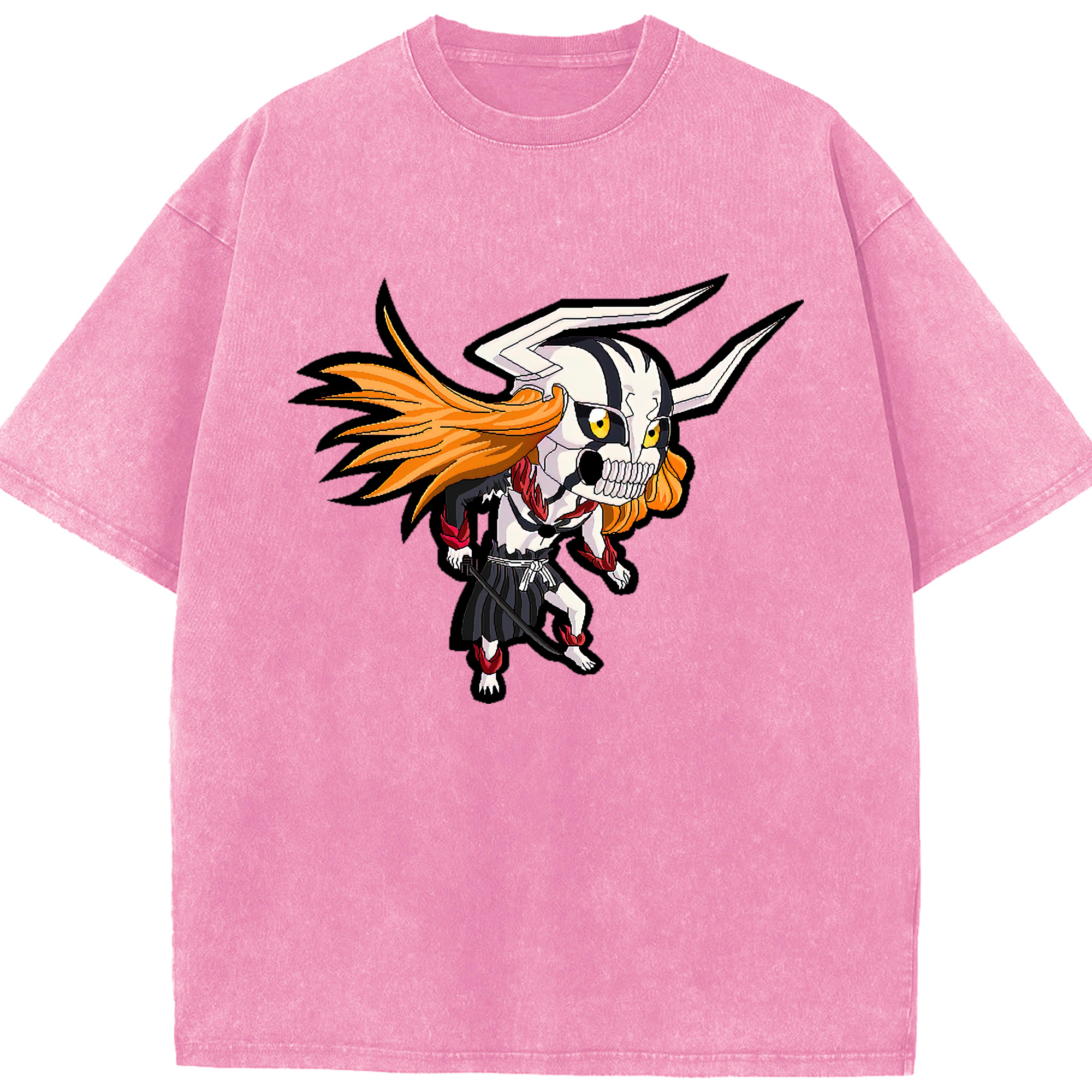 （画像用） ブリーチ 黒崎一護（くろさき いちご）BLEACH Kurosaki Ichigo 綿100% ヴィンテージ風 半袖Tシャツ（フロントプリント）